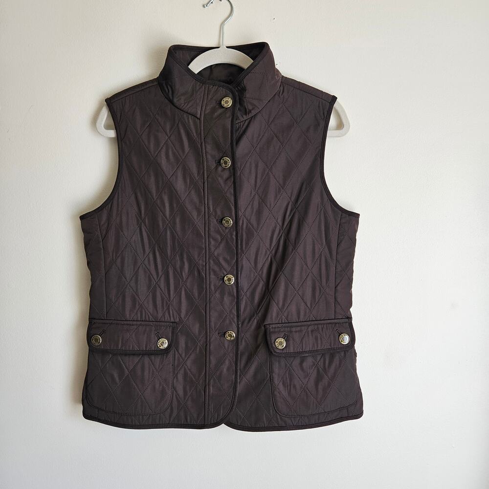 Talbots Brown Quilted Vest, Plush Interior, Sz M